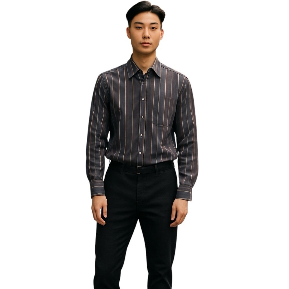 BUGATCHI UOMO Men's Striped Button-Up Shirt Size Medium Colourful Casual Shirt‎